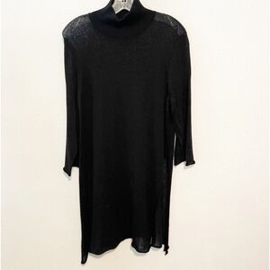 peruvian connection 100% pima cotton black turtleneck dress